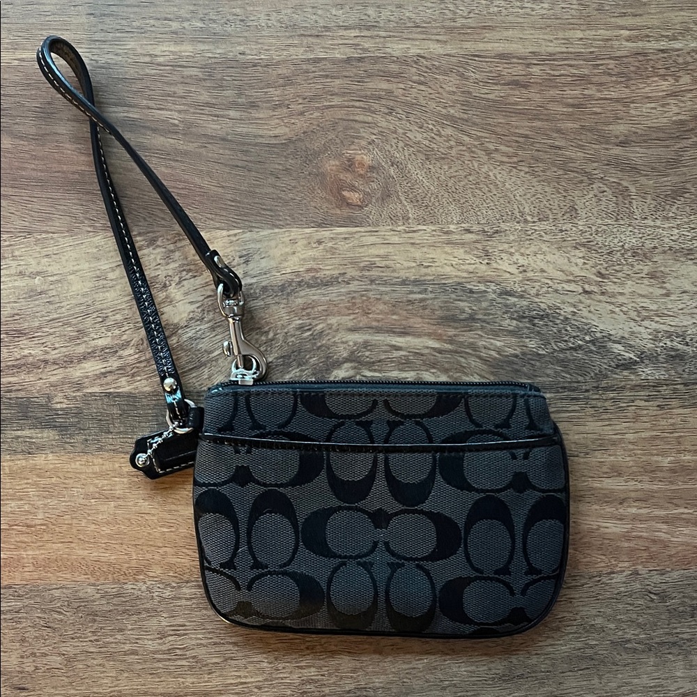 Coach Black and Gray Wristlet Clutch